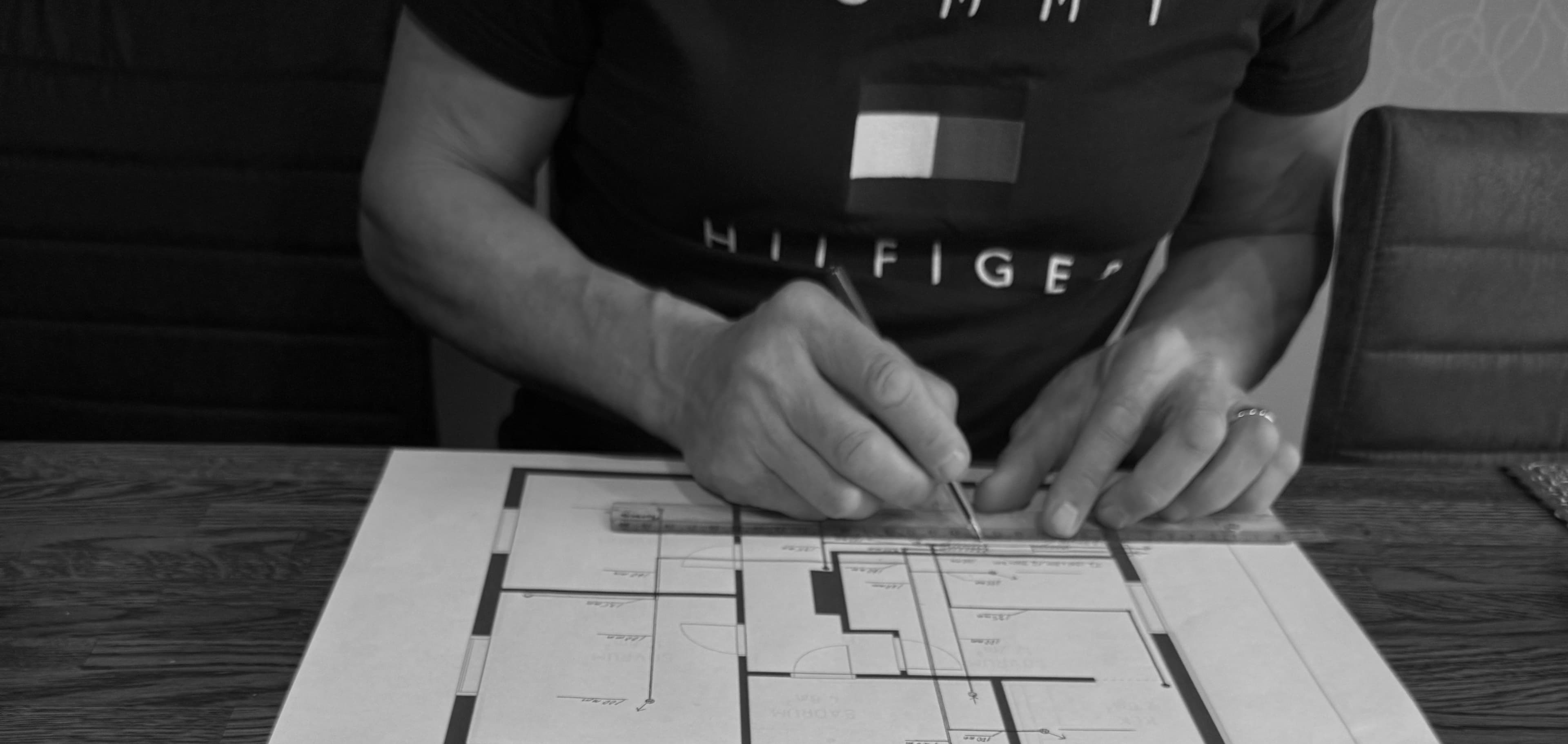 Ventilationsritning ritad för hand — traditionellt hantverk